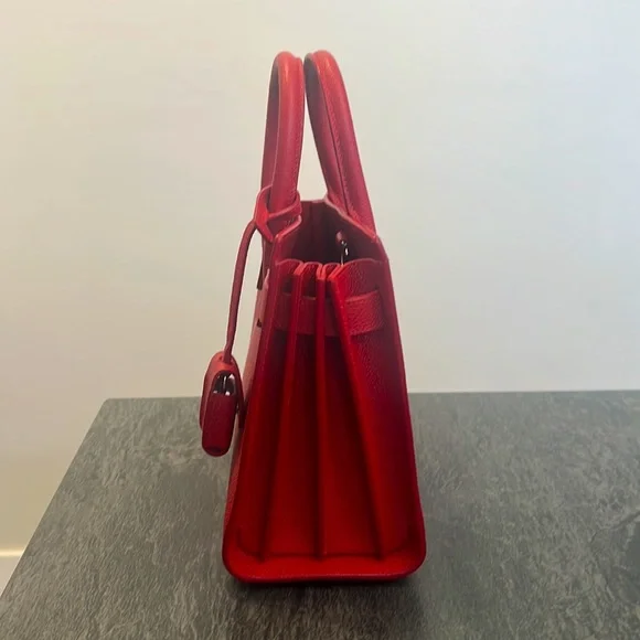 Saint Laurent/ YSL Sac de Jour nano size in Red Color - Picture 4 of 11